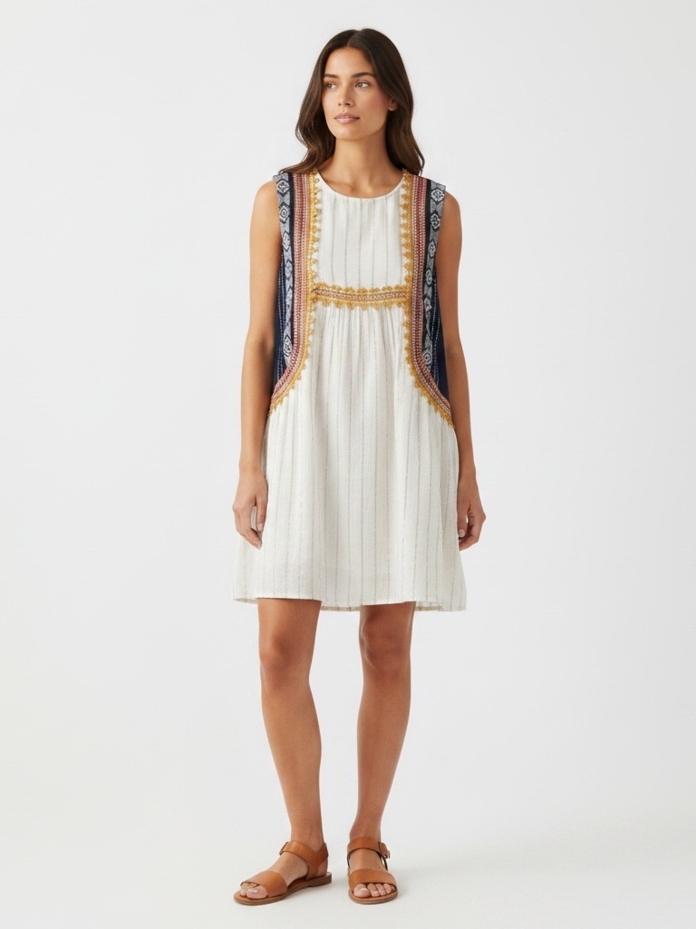 ALTAR’D STATE Boho Silver Metallic Striped Dress Size S